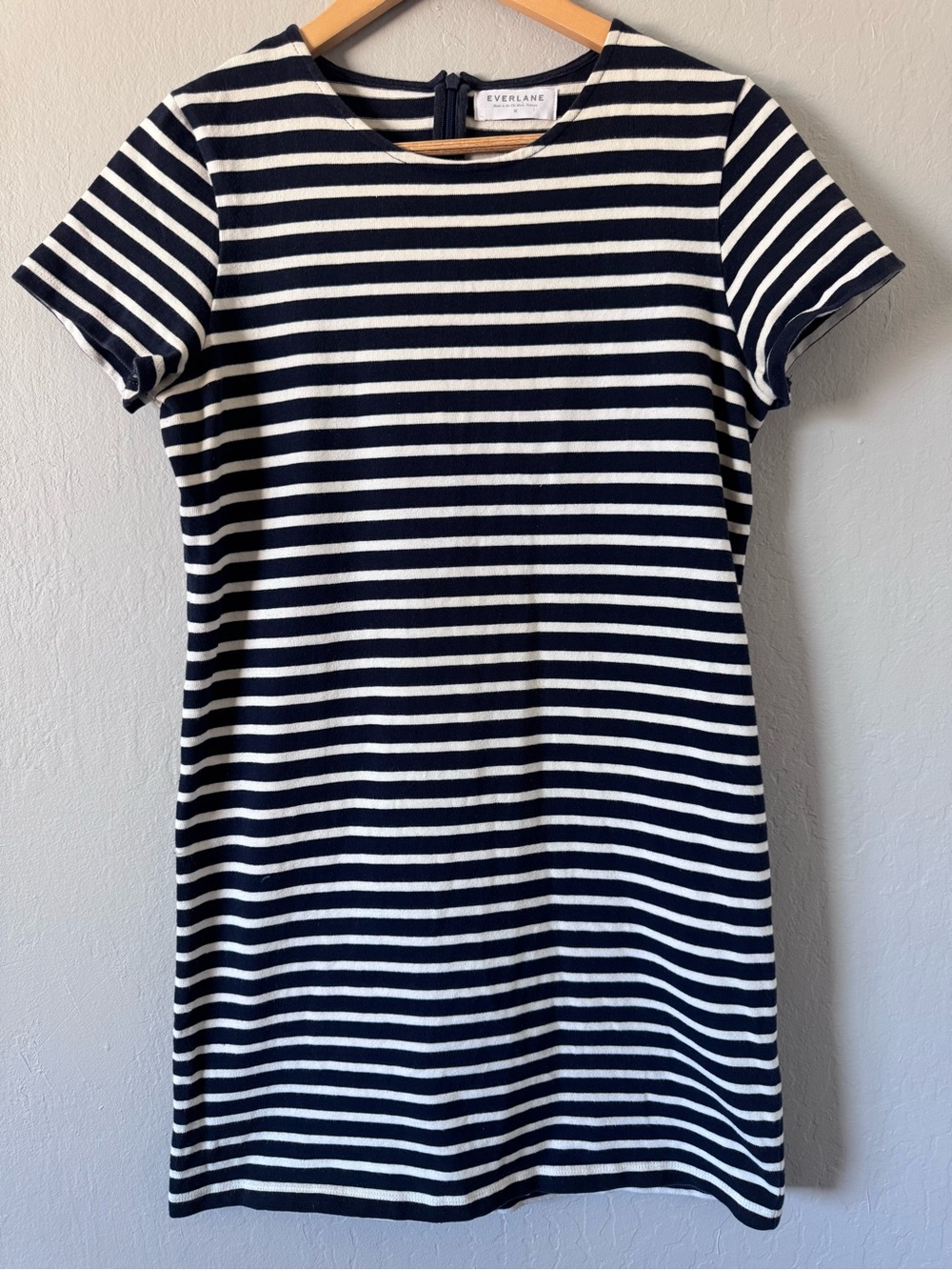 Everlane Nautical Navy and White Striped 100% Cotton Short Sleeve Tee Dress